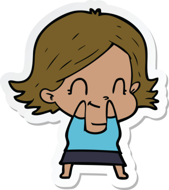 Bir insan tarafından çizilmiş, karikatür dostu bir kızın çıkartması.