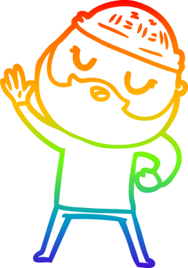 Bir insan tarafından çizilmiş sakallı bir karikatür çizimi.