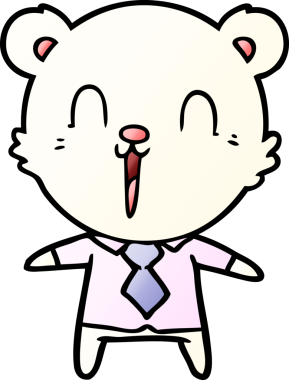 Bir insan tarafından çizilmiş mutlu kutup ayısı çizgi filmi.