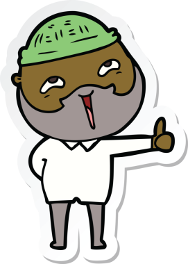 Bir insan tarafından çizilmiş mutlu sakallı bir adamın çıkartması.