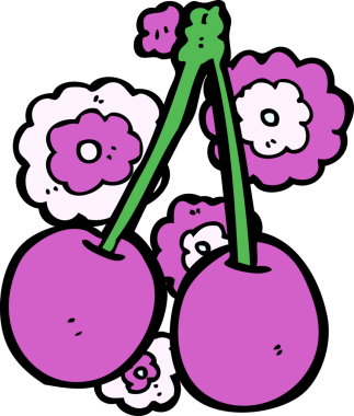 Bir insan tarafından çizilmiş kirazlar.