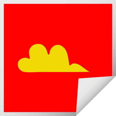 Bir insan tarafından çizilmiş bir bulutun kare soyulmuş çıkartması.