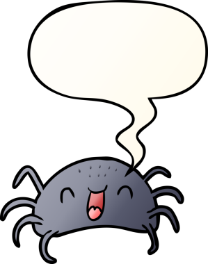 bir insan tarafından çizilmiş yumuşak eğimli konuşma baloncuklu cadılar bayramı örümceği çizgi filmi