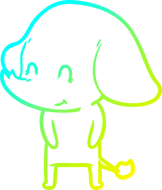 Bir insan tarafından çizilmiş şirin bir filin soğuk gradyan çizgisi