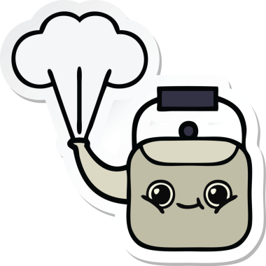 Bir insan tarafından çizilmiş dumanı tüten şirin bir çizgi film çıkartması.