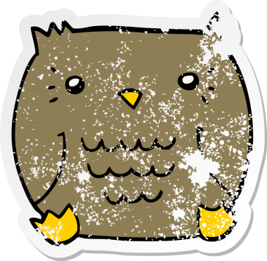 Bir insan tarafından çizilmiş karikatür baykuşunun sıkıntılı çıkartması