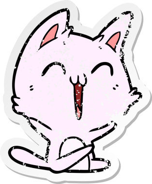 Bir insan tarafından miyavlanan mutlu çizgi film kedisinin sıkıntılı çıkartması.