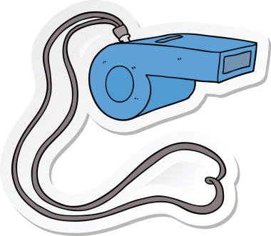 Bir insan tarafından çizilmiş bir karikatür düdüğü çıkartması.