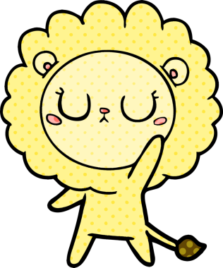 Bir insan tarafından çizilmiş çizgi film aslanı.