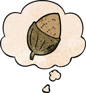 Düşünce baloncuklu çizgi film meşe palamudu bir insan tarafından çizilmiş grunge desen tarzı