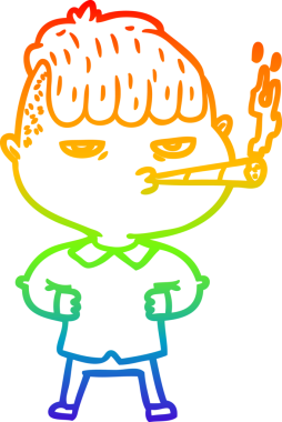 Bir insan tarafından çizilmiş sigara içen bir karikatür çizimi.