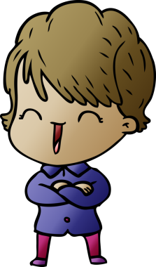 Bir insan tarafından çizilmiş gülen kadın çizgi filmi.