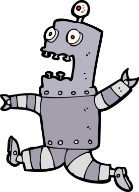 Bir insan tarafından çizilmiş korku dolu bir robot.