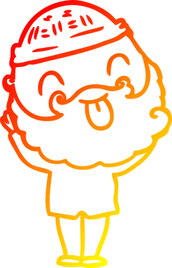 Sakallı bir adamın insan tarafından çizilmiş sıcak bir çizgi çizimi.