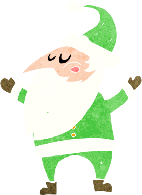 Bir insan tarafından çizilmiş Noel Baba çizgi filmi.