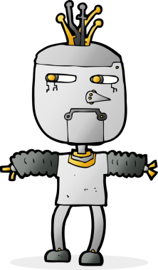 Bir insan tarafından çizilmiş çizgi film robotu