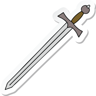 Bir insan tarafından çizilmiş garip bir kılıcın çıkartması.