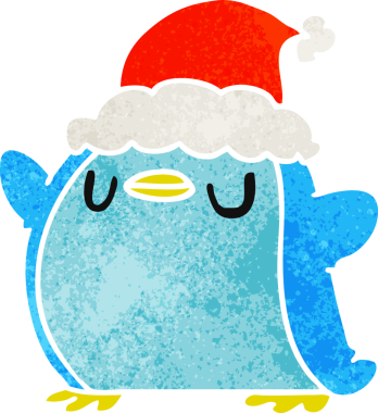 Bir insan tarafından çizilmiş Kawaii pengueninin eski bir karikatürü.