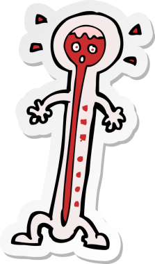 Bir insan tarafından çizilmiş sıcak termometrenin çıkartması.