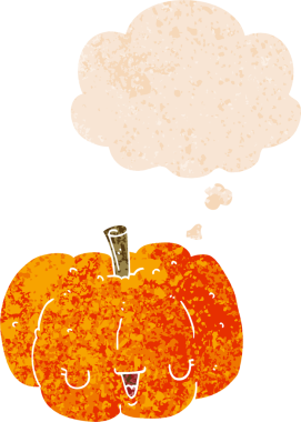 Düşünce balkabağı ve grunge dertli retro dokuma tarzı bir insan tarafından çizilmiş