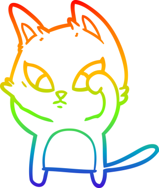 Bir insan tarafından çizilmiş kafası karışmış çizgi film kedisinin çizimi.