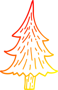 Bir insan tarafından çizilmiş bir çam ağacının sıcak çizgi çizimi