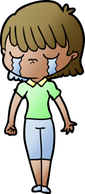 Bir insan tarafından çizilmiş ağlayan çizgi film kadını.