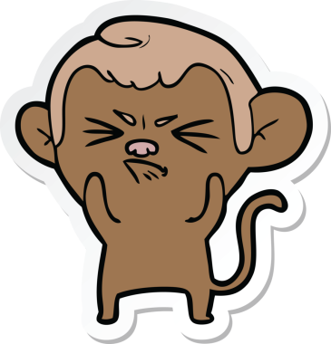 Bir insan tarafından çizilmiş sinir bozucu bir maymunun çıkartması.