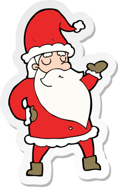 Bir insan tarafından çizilmiş Noel Baba çizgi filminin çıkartması.