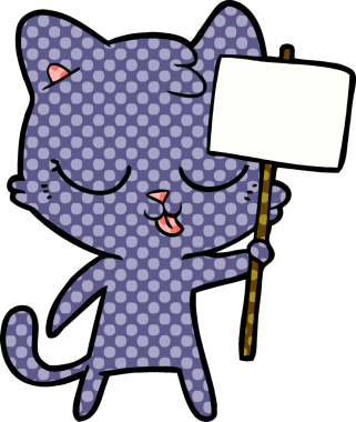 Bir insan tarafından çizilmiş çizgi film kedisi.