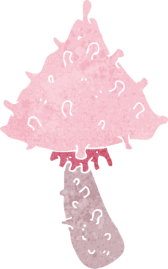 Bir insan tarafından çizilmiş garip bir mantar.