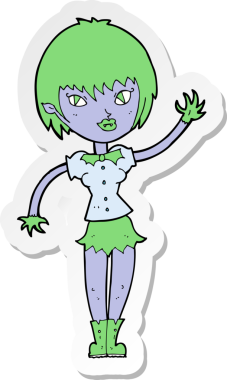 Bir insan tarafından çizilmiş vampir bir kızın çıkartması.