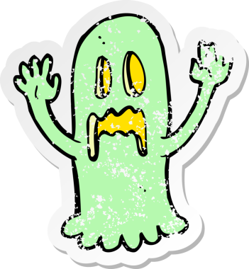 Bir insan tarafından çizilmiş ürkütücü bir karikatürün gerilimli yapıştırması.