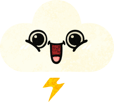 Bir insan tarafından çizilmiş bir fırtına bulutunun retro çizim tarzı karikatürü