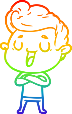 gökkuşağı gradyanı çizimi bir insan tarafından çizilmiş mutlu bir çizgi film adamı