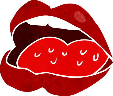 Bir insan tarafından çizilmiş açık ağız çizgi filmi.