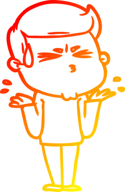 Bir insan tarafından çizilmiş terleyen bir çizgi film karakterinin sıcak çizgi çizimi.