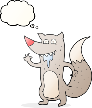 Serbest çizim düşünce balonu çizgi filmi aç kurt bir insan tarafından çizildi.