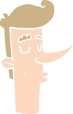 Bir insan tarafından çizilmiş düz renkli karikatür.