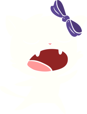 Bir insan tarafından çizilmiş düz renkli çizgi film karakteri.