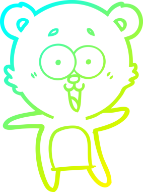 Bir insan tarafından çizilmiş gülen oyuncak ayı çizgi filmi.