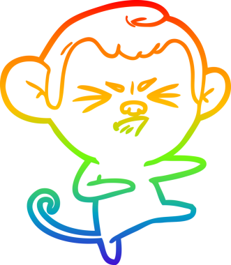 Bir insan tarafından çizilmiş kızgın bir maymunun gökkuşağı gradyan çizimi