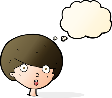 Bir insan tarafından çizilmiş düşünce baloncuğu olan bir çocuk.