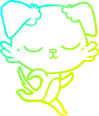 Bir insan tarafından çizilmiş şirin bir çizgi köpeğin soğuk gradyan çizgisi.