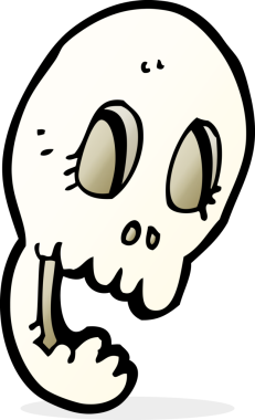 Bir insan tarafından çizilmiş komik bir kafatası.