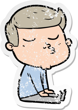 Bir insan tarafından çizilmiş karikatür mankeni adamın sıkıntılı çıkartması.