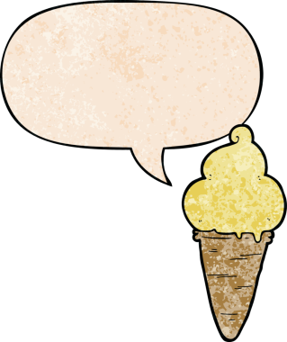 Bir insan tarafından çizilmiş eski moda konuşma baloncuklu çizgi film dondurması.