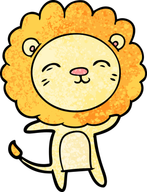 Bir insan tarafından çizilmiş çizgi film aslanı.