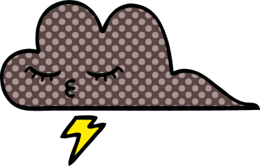 Bir insan tarafından çizilmiş bir fırtına bulutunun karikatürü.