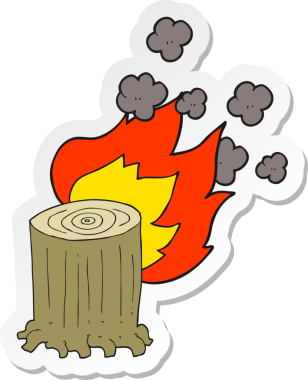 Bir insan tarafından çizilmiş bir ağaç kütüğünün etiketi.